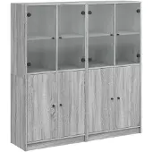 vidaXL Bücherschrank mit Türen Grau Sonoma 136x37x142 cm Holzwerkstoff