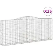 vidaXL Gabionen mit Hochbogen 25 Stk 400x50x160/180cm Verzinktes Eisen