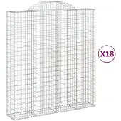 vidaXL Gabionen mit Hochbogen 18Stk. 200x50x220/240cm Verzinktes Eisen