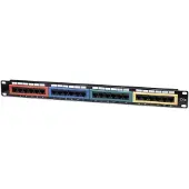 Intellinet Cat5e UTP 24-Port Patchpanel 48,26cm 19 Zoll 1HE farbkodiert geeignet fuer Krone LSA+ Auflegewer...