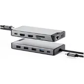Alogic DUCDDV3V2, Kabelgebunden, USB 3.2 Gen 1 (3.1 Gen 1) Type-A + Type-C, 100 W, Grau, Space Grey, SD