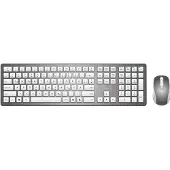 MediaRange MROS135, Volle Größe (100%), Kabellos, RF Wireless, QWERTZ, Silber, Weiß, Maus enthalten