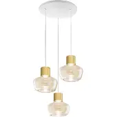 FABAS LUCE Kino LED-Pendelleuchte 36 W 3900 lm 3000 K, dimmbar, Gestell aus Metall und Borosilikatglas, Cognac - Kino