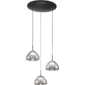 FABAS LUCE Lucille Pendelleuchte Ø 350 mm, getönt, 21 W LED, Farbtemperatur 2700 K/3000 K/4000 K, dimmbar, Metallrahmen und Borosilikatglas - Lucille