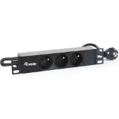 Equip 3-Fach Französische Steckdosenleiste, 10-Zoll, 1U, Kunststoff, 3 AC-Ausgänge, 1,5 m, 250 V, 16 A