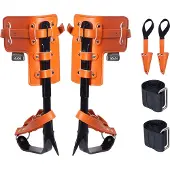 Vevor Baumkletterspikes aus legiertem Stahl, inkl. 1 Paar mit robusten Riemen und schützenden Spike-Abdeckungen, trägt bis zu 350 Pfund, ideal für Baumpfleger, Jäger und Obsternte, in Orange