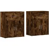vidaXL Sideboards 2 Stk. Räuchereiche 60x31x70 cm Holzwerkstoff