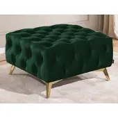 S-Style Möbel HOCKER Chesterfield Whitby Flaschengrün Samt mit goldenen Füßen