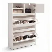 FineBuy Schuhschrank in Weiß / MDF / 71x24x110 | Gr.: onesize