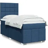 vidaXL Boxspringbett mit Matratze Blau 90x200 cm Stoff