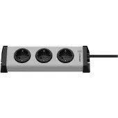 Ehmann 0200x00032303 Steckdosenleiste mit Schalter Silber, Schwarz Schutzkontak