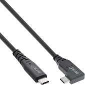 InLine USB4 Kabel, USB-C einseitig gewinkelt, PD 240W 8K60Hz, TPE schwarz, 2m, 2 m, USB C, USB C, USB4 Gen 3x2, 40 Gbit/s, Schwarz