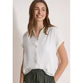 Cecil Hemdbluse , Damen, Gr. S (38), vanilleweiß, Web, Obermaterial: 100% Viskose, gemustert, bequem hüftlang, Blusen Hemdbluse, Sommerbluse, Kurzarm, weich fließende Viskose
