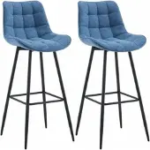CLP 2er Set Barhocker Dartford | Farbe blau Material Stoff