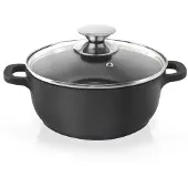 Orion Aluguss Kochtopf Topf mit Glasdeckel GRANIT 24 cm | 4 l Gas Induktion