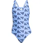 Adidas Einteiliger Badeanzug mit V-Ausschnitt und grafischem Logo für Damen