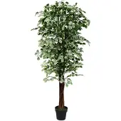 Decovego Kunstpflanze Ficus Benjamin, Kunstbaum im Topf, mit Echtholzstamm, Höhe 180 cm