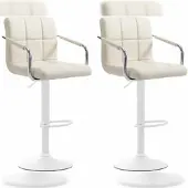 CLP 2er Set Barhocker Lucy V2 höhenverstellbar und drehbar creme Gestell Farbe weiß