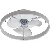 LINDBY LED-Deckenventilator Momitu, weiß, Aluminium, Ø 50 cm Momitu , dimmbar, weiß / opal, für Wohn- / Esszimmer, Aluminium, Modern