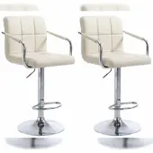 CLP 2er Set Barhocker Lucy V2 höhenverstellbar und drehbar creme Gestell Farbe chrom