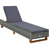 Syfax Sonnenliege mit Auflage Poly Rattan Grau