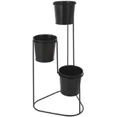 Wellhome - Metallvase mit 3 Töpfen (Ø11x10cm) mit schwarzem Rahmen 46,5cm