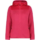 CMP - Women's Jacquard Knit Jacket Fix Hood - Fleecejacke Gr 46 rot/rosa