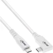 InLine USB4 Kabel, USB-C, einseitig gewinkelt, PD 240W, 8K60Hz, TPE, weiß, 1,5m, 1,5 m, USB C, USB C, USB4 Gen 3x2, 40 Gbit/s, Weiß
