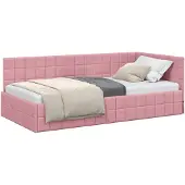 vidaXL Eckbettgestell mit Kopfteil Rosa 100 cm x 200 cm Samt