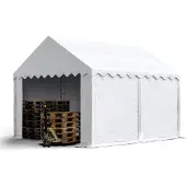 TOOLPORT Lagerzelt 3x4 m Industriezelt Unterstand PVC Plane 750 N weiß mit Bodenrahmen