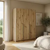 Masseno Drehtürenschrank AMARA 148/204/58cm 3-türig Eiche Artisan