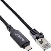InLine USB 3.2 Netzwerkadapter Kabel, Gigabit, USB-C zu RJ45 Stecker, 5m, 5 m, USB Typ-C, RJ-45, 2.0/3.2 Gen 1 (3.1 Gen 1), Schwarz