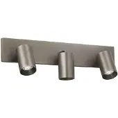 FABAS LUCE Flores 3-flammiger GU10 10W Strahler aus Aluminium-Druckguss, Gunmetal, IP20, Schutzklasse 1, Abmessungen 12,5 x 48 x 9 cm - Flores Kollektion