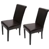 Mendler 2er-Set Esszimmerstuhl Stuhl Küchenstuhl Lecce II, Leder braun, dunkle Beine
