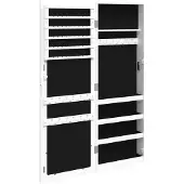 vidaXL Schmuckschrank mit Spiegel Wandmontage Weiß 37,5x10x106 cm