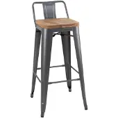 Bolero Bistro Hochbarstuhl Mit Holzsitz Grau (4 Stück)