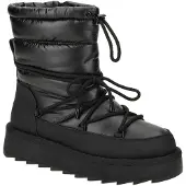 Tamaris Winterboots , Damen, Gr. 36, Warmfutter, schwarz, Lederimitat, Textil, unifarben, Basic, Schuhe Winterboots, Plateau, Winterstiefelette mit aufgesetzter Schnürung und Ösen
