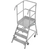 Krause Fahrbare Podestleiter Stabilo Professional, einseitig begehbar, 1x4 Stufen, 600 x 700 mm Plattform, 3000 mm Arbeitshöhe