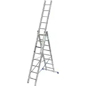 Krause Vielzweckleiter , 3-teilig, Stufen T 80 mm & Sprossen T 30 mm, Quertraverse, TRBS 2121-2, mit 3 x 10 Sprossen, Alu