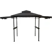 HC Garten & Freizeit Grillpavillon anthrazit 240x150x250 cm mit feuerresistentem Dach, Seitenmarkisen und Rauchabzug