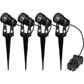Chilitec Gartenstrahler Set mit 4 Spots Netzteil Erdspieß 3000k IP44