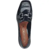 Tamaris Slipper , Damen, Gr. 38, Synthetik Textil, blau (navy), Lacksynthetik, unifarben, Schuhe Slipper, Blockabsatz, Slipper, Businessschuh mit modischer Zierspange, Topseller