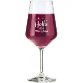 Gilde Weinglas, "Holla die Weinfee", Spruch, Glas, klar, VE 6, H. 22 cm, D. 9 cm