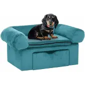 vidaXL Hundesofa mit Speicher Türkis 75 x 50 x 38cm Plüsch