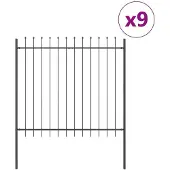 vidaXL Gartenzaun WOERDEN 9 Stk. 15,3 x 1,5 m Grau