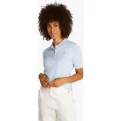 Tommy Hilfiger Damen Poloshirt Kurzarm 1985 Pique Regular Fit, Blau (Breezy Blue
