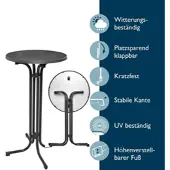 Beautissu STEHTISCH Bellini Ø 60cm Grau mit Premium Stehtischhusse Ø 60cm Anthrazit