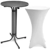 Beautissu Bellini Stehtisch ø 80cm Grau mit Stella Stehtischhusse ø 80cm Weiß