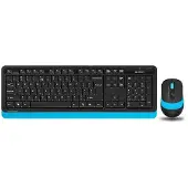 A4Tech Fstyler FG1010, Volle Größe (100%), Kabellos, RF Wireless, QWERTY, Schwarz, Blau, Maus enthalten