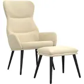 vidaXL Relaxsessel mit Hocker Creme Stoff